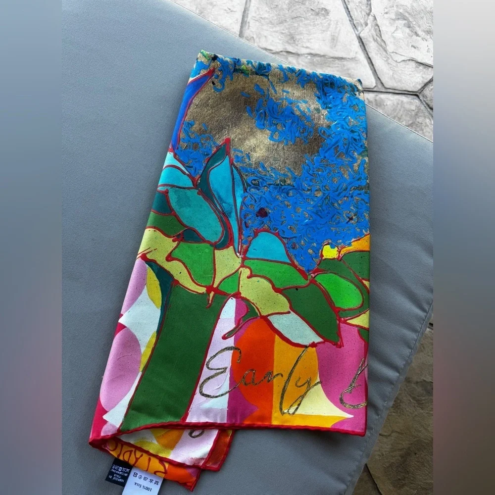 Roki Design Silk Scarf “Early Detection Saves Lives” Italian Silk Twill 35”